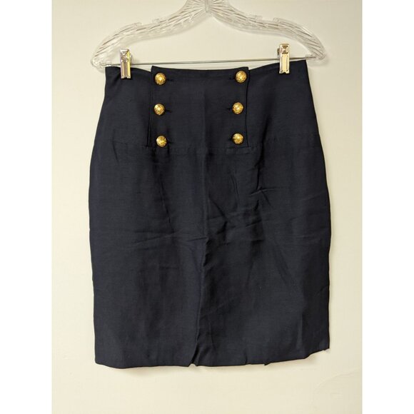Ann Taylor Studio 80s Navy Blue Skirt Salior Size 8 Womens High Waist - Picture 1 of 5